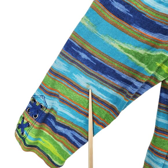 LRL Lauren Jeans Co. Womens Top Large Spring 3/4 Sleeve Coastal Artsy - Picture 7 of 7